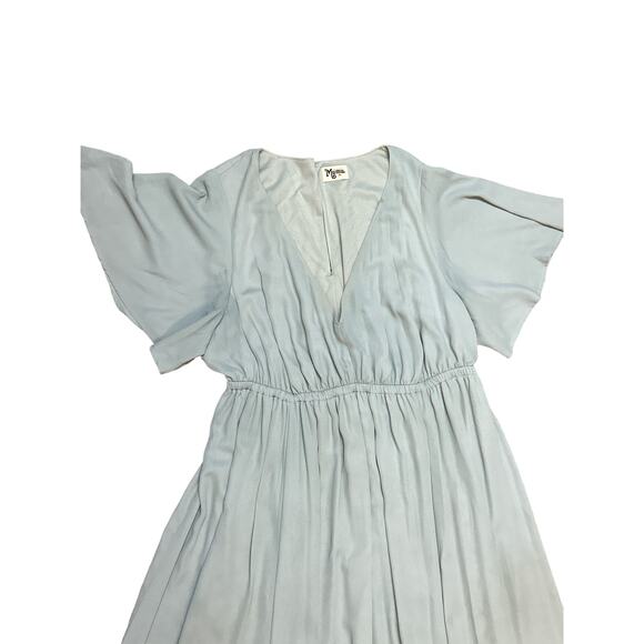 Mumu Womens Maxi Dress V Neck Short Sleeve Flowy Beach Casual Light Blue - Picture 2 of 7